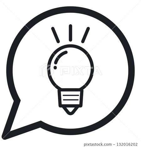 Simple round speech bubble light bulb (line drawing, transparent version) Simple round speech bubble light bulb (line drawing, transparent version) 132016202