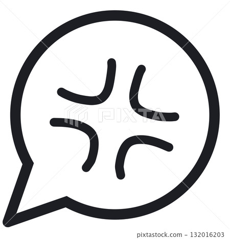 Simple round speech bubble with an irritated mark (line drawing, transparent version) 132016203