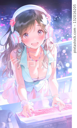 Music-loving girl watercolor illustration Music-loving girl watercolor illustration 132016205