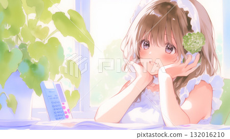 Music-loving girl watercolor illustration 132016210