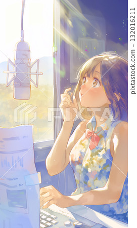 熱愛音樂的女孩水彩插圖 132016211