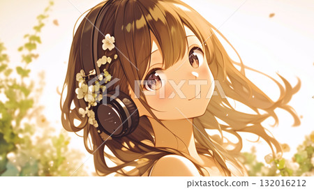 熱愛音樂的女孩水彩插圖 熱愛音樂的女孩水彩插圖 132016212