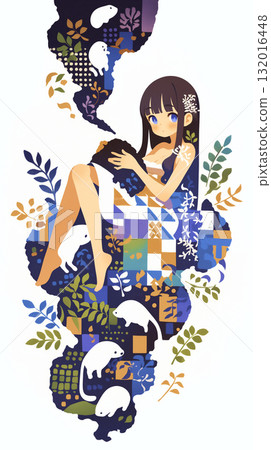 Pensive Girl Patchwork 132016448