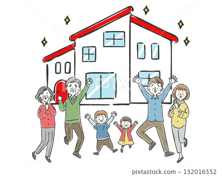My home, three generations of family, joy, vector My home, three generations of family, joy, vector 132016552