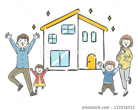 Family buying a new house vector Family buying a new house vector 132016553