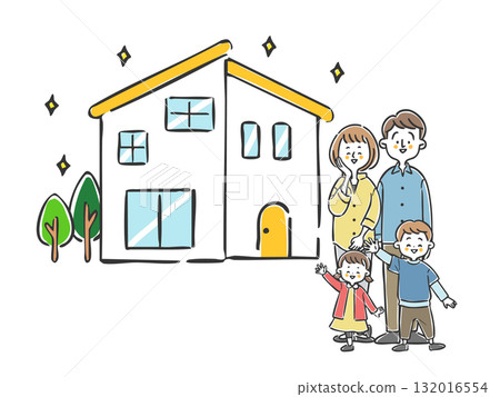My home and two generations of family vector 132016554