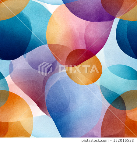 Abstract Watercolor Layers Seamless Pattern with Translucent Organic Shapes 132016558