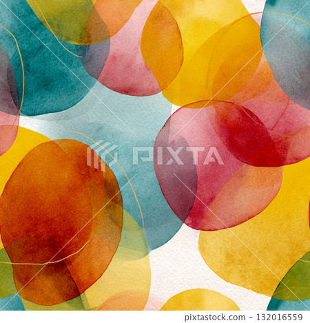 Abstract Watercolor Layers Seamless Pattern with Translucent Organic Shapes Abstract Watercolor Layers Seamless Pattern with Translucent Organic Shapes 132016559