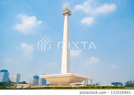 Jakarta's Monas (Independence Monument) - Indonesia's symbol towering against the blue sky 132016901