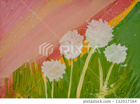 Bright and colorful flowers in vibrant abstract painting Bright and colorful flowers in vibrant abstract painting 132017164