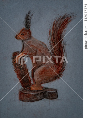 Squirrel figurine art displaying vibrant colors and intricate details Squirrel figurine art displaying vibrant colors and intricate details 132017174