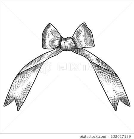 Hand drawn bow. Christmas decor. Vector illustration 132017189