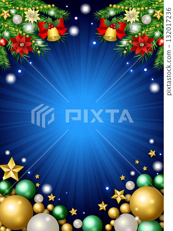 Christmas background, ornament, star, cute, illustration, blue, vertical 132017236