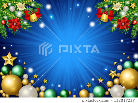 Christmas background, ornament, star, cute, illustration, blue, horizontal 132017237