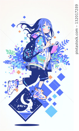 Girl getting ready for a trip - Patchwork 132017289