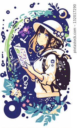 Girl getting ready for a trip - Patchwork 132017290