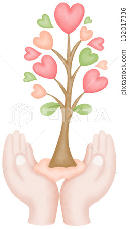 world kindness day Heart-shaped tree hand watercolor illustration 132017336