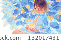 女孩休息水彩畫 132017431