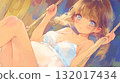 女孩休息水彩畫 132017434
