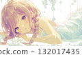 女孩休息水彩畫 132017435
