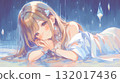 女孩休息水彩畫 132017436