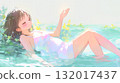 女孩休息水彩畫 132017437