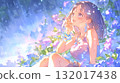 女孩休息水彩畫 132017438