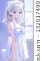 穿著睡衣的女孩水彩畫 132017499