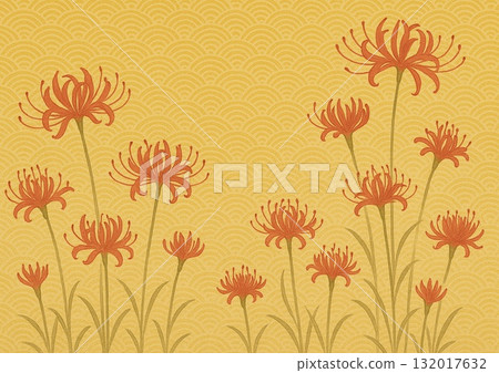 Cluster amaryllis blooming on golden waves 132017632