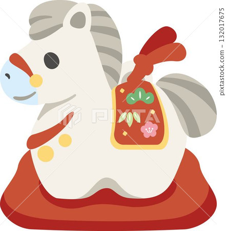 可愛的馬粘土鈴鐺插圖(馬年、幸運符、新年賀卡材料) 可愛的馬粘土鈴鐺插圖(馬年、幸運符、新年賀卡材料) 132017675