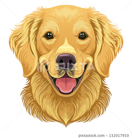 Minimalist silhouette of a Golden Retriever Dog in outline style for pet design use 132017910