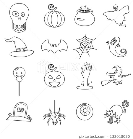 Halloween Icon set, Linear icon collection Halloween Icon set, Linear icon collection 132018020