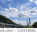 A highway running along the foot of the mountain and the autumn sky 132018082