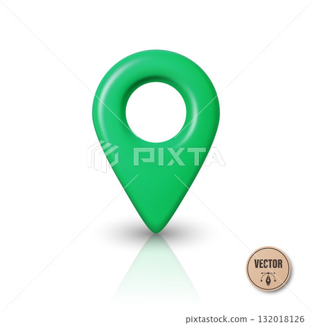 Vector 3d Realistic Green Map Pin Icon. Location Marker with Hole. Map Pin Symbol, Map Pin Badge for GPS, Navigation, Address, Place Pointer 132018126