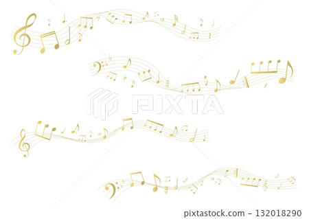 Gold perspective music sheet frame illustration, musical staff, background illustration, illustration of notes, rests, and musical symbols 132018290