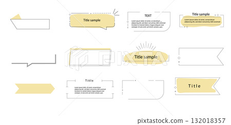 Text box callout text frame, border. Line simple set speech bubble, empty dialog template for title, divider line design element. Banner, comic ribbon label element. Text box callout text frame, border. Line simple set speech bubble, empty dialog template for title, divider line design element. Banner, comic ribbon label element. 132018357