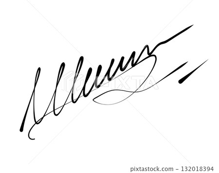 Signature drawing made with ink or gel pen. Hand drawn outline in sketch style. Vector illustration  132018394