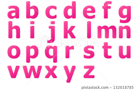 Pink plump letters alphabet lowercase illustration set 132018785