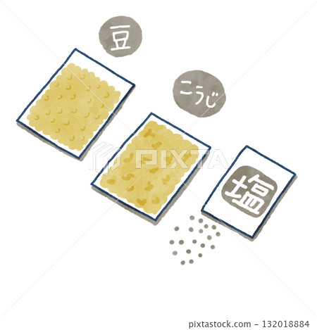 A series of handmade miso items in yellow and gray. 132018884