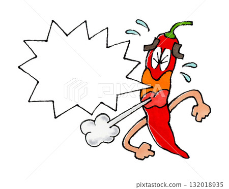 Chili Pepper Character with Speech Bubble Chili Pepper Character with Speech Bubble 132018935