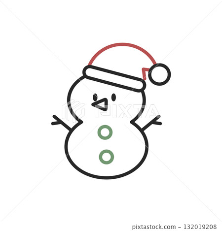 手繪戴著聖誕帽的雪人圖示[聖誕節] 132019208