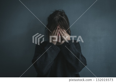 Depressed Woman Portrait. Emotional Mental Health Concept 132019373