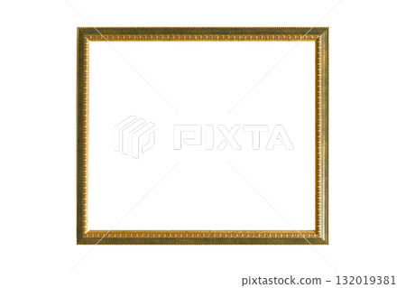 Gold frame for a picture in a classic baroque style on a white blank background. Gold frame for a picture in a classic baroque style on a white blank background. 132019381