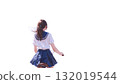 一名身穿制服的女子騎腳踏車（背影） 132019544