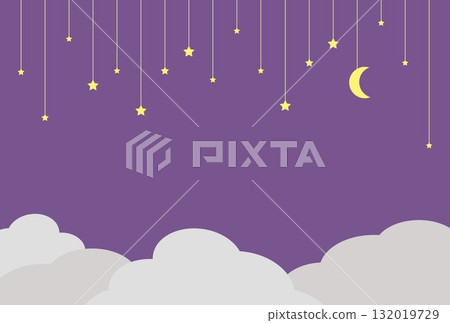 Background material: A night sky sparkling with stars and the moon 132019729