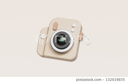 Retro Style Cute Mini Digital Camera. 3D Rendering. 132019835