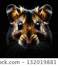 Dark portrait of a striped golden hamster face 132019881