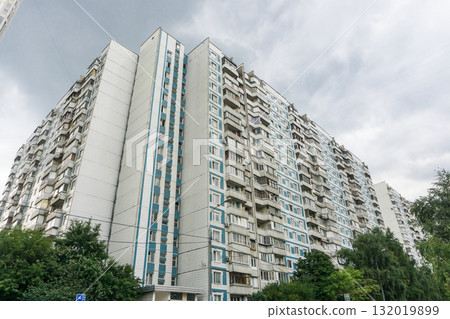 Typical Soviet Panel Apartment Building in Moscow Suburbs Typical Soviet Panel Apartment Building in Moscow Suburbs 132019899
