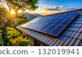 安裝了太陽能電池板的住宅屋頂（AI 生成的圖像） 132019941