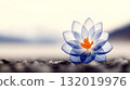 Delicate blue flower blooming on pebbles 132019976